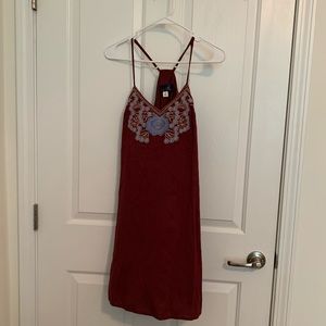 Raspberry Dress with Embroidery